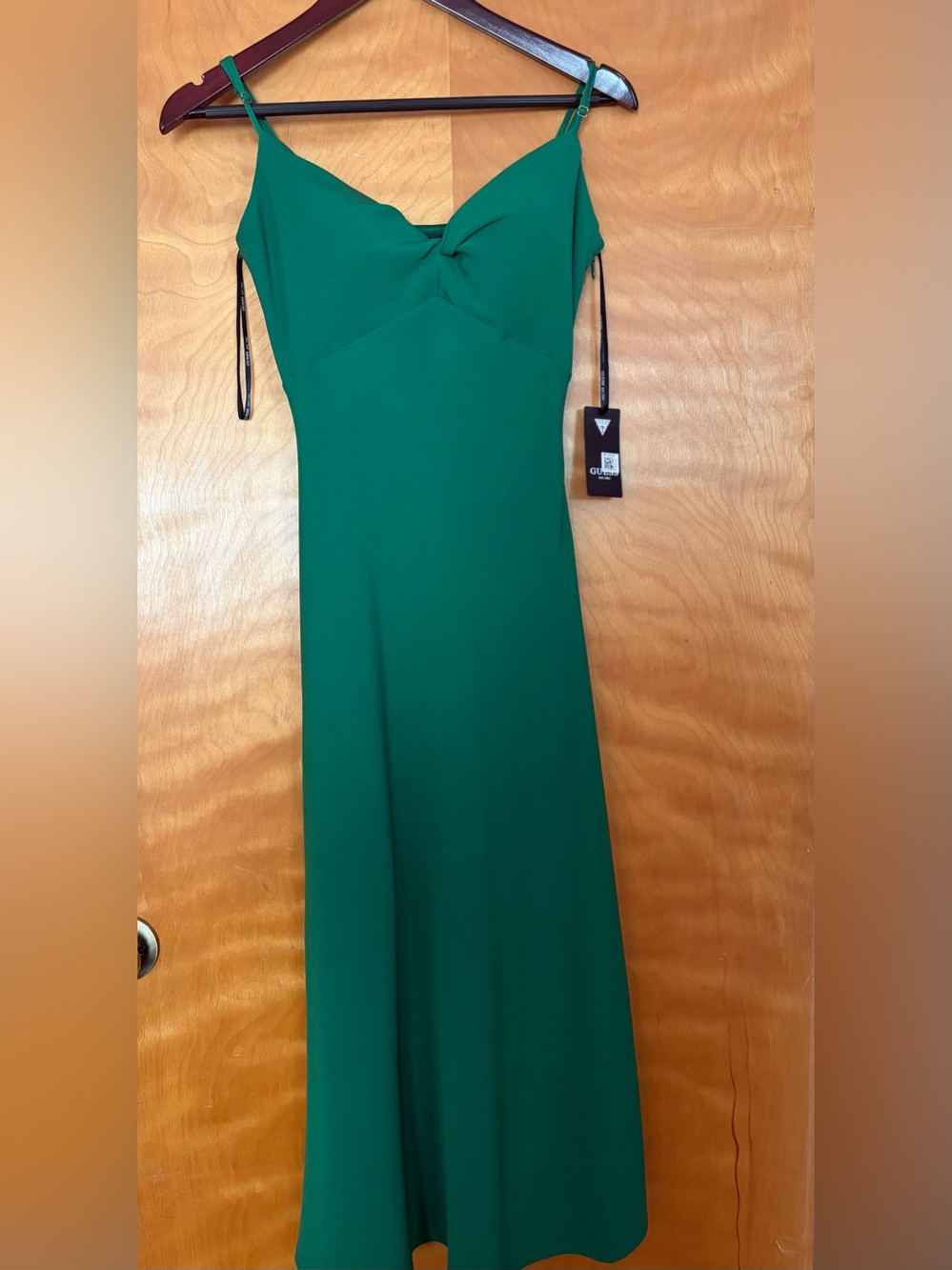 Green Twist-Front Maxi Slip Dress by Unknown Brand
